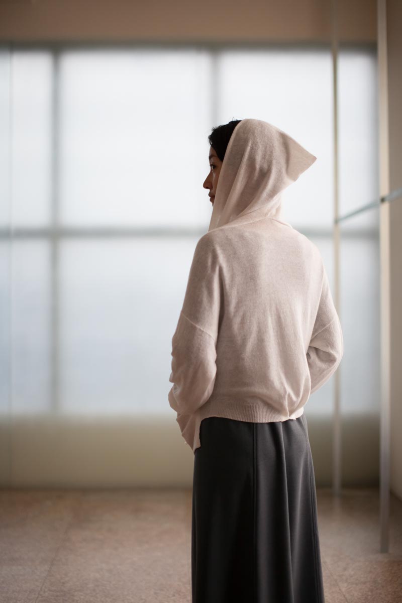 Hooded Jacket Made of Linen Wool and Cashemere